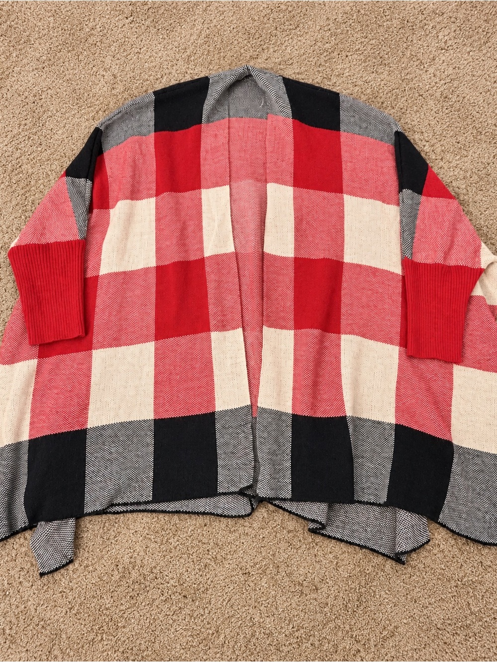 Plaid Open-Front Women's Sweater Cardigan